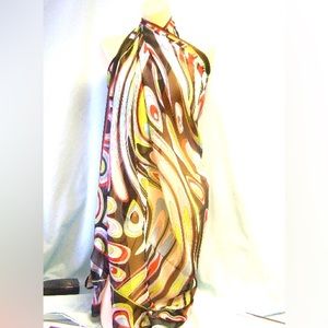 Navy yellow Italian pareo sarongs wrap scarf Toscano long